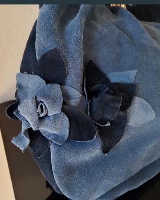 borsa donna camoscio blu