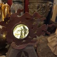 scultura portacandela vintage Mexico sole vetro 