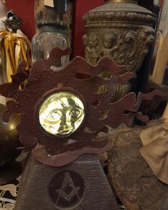 scultura portacandela vintage Mexico sole vetro 