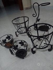 5 porta vasi in ferro lavorato