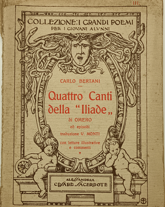 Antico libro "Quattro canti dell'Iliade"