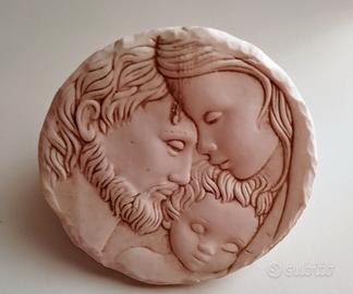 Soprammobile fermacarte di pietra Sacra Famiglia 
