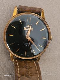  Orologio Alvarex raro quadrante nero 