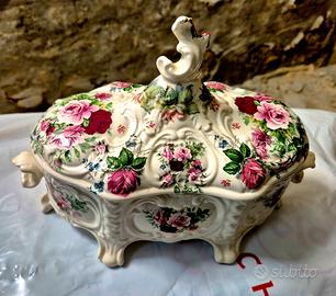 Piccola Zuppiera ovale in ceramica con decori 