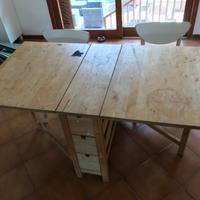 NORDEN Tavolo a ribalta, betulla, 26/89/152x80 cm