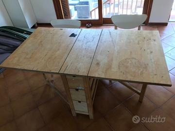 NORDEN Tavolo a ribalta, betulla, 26/89/152x80 cm