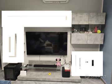 Parete attrezzata porta TV cemento usata