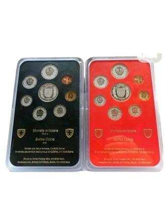 2 divisionali svizzeri Monete Blister Rosso e Nero