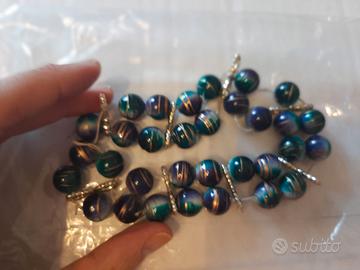 Elementi di braccialetto verde/viola, bigiotteria