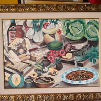 Quadro olio di  Angelo Tricarico "PRANZO D'ESTATE"