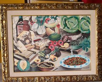 Quadro olio di  Angelo Tricarico "PRANZO D'ESTATE"
