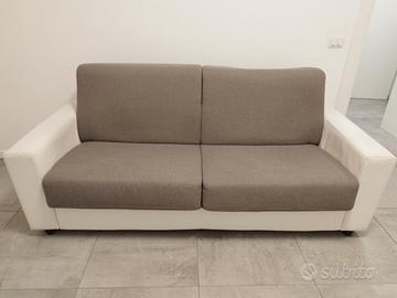 Divano letto in pelle e tessuto 4 posti/2 piazze