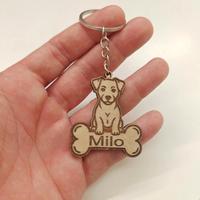 Portachiavi legno personalizzato cane con nome 