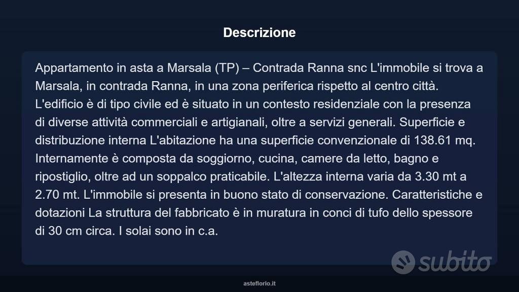 Appartamento – Marsala, Tabaccaro - Altro