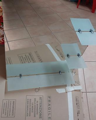 SPECCHIO DECORATIVO CON MENSOLA IN VETRO SATINATO 