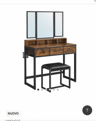 Scrivania con specchio triplo stile industriale