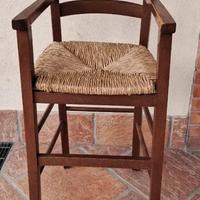 Seggiolone legno e paglia
