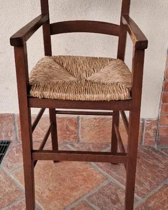 Seggiolone legno e paglia