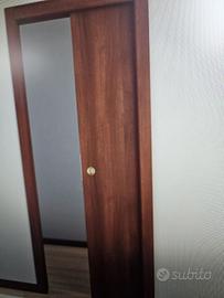 Porta scorrevol noce 80 + controtelaio cartongesso