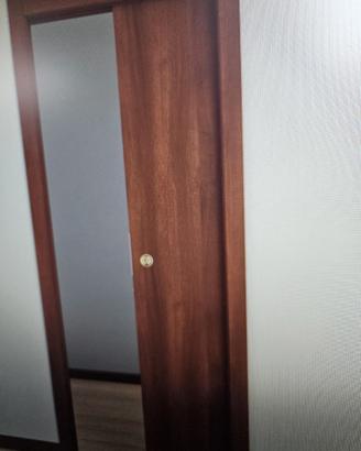Porta scomparsa legno noce 80 + telaio cartongesso