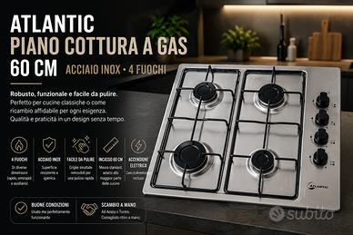 🔥 Piano Cottura Atlantic 4 Fuochi - Acciaio Inox