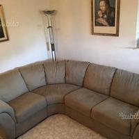 Divano angolare 5 posti grigio/verde