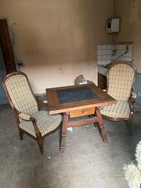 Poltrone luigi filippo e tavolo in noce