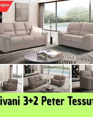 [NUOVO] Coppia Divani 3+2 Peter Tessuto cream