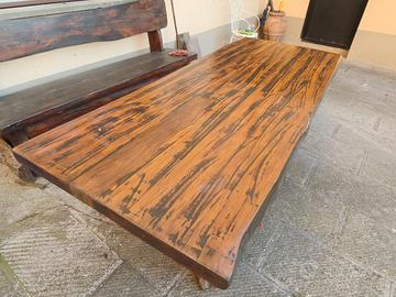 Tavolo e panca in legno di cipresso massello