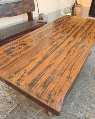 Tavolo e panca in legno di cipresso massello
