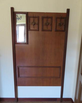 Appendiabiti con specchio, ganci in ottone VINTAGE