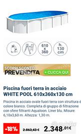 Piscina in acciaio WHITE POOL 610x360x