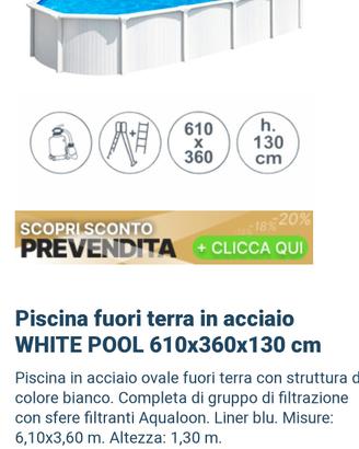 Piscina in acciaio WHITE POOL 610x360x