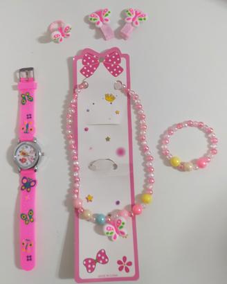set orologio + accessori bambina soggetto farfalla