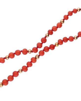 Collana in corallo di Sciacca con distanziatori in
