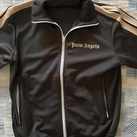 felpa palm angels grigia con dettagli oro