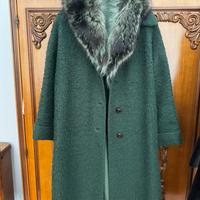Cappotto donna collo volpe verde