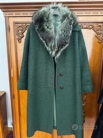 Cappotto donna collo volpe verde