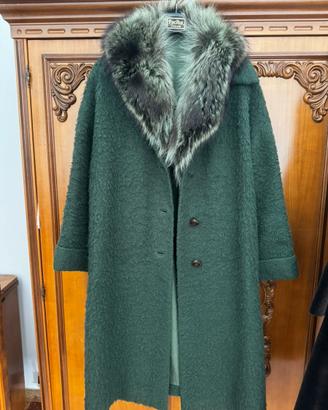 Cappotto donna collo volpe verde