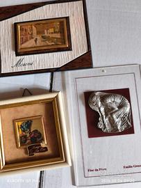 3 quadri piccoli serigrafia oro/argento 