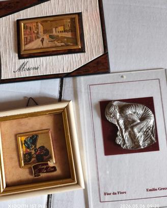 3 quadri piccoli serigrafia oro/argento 