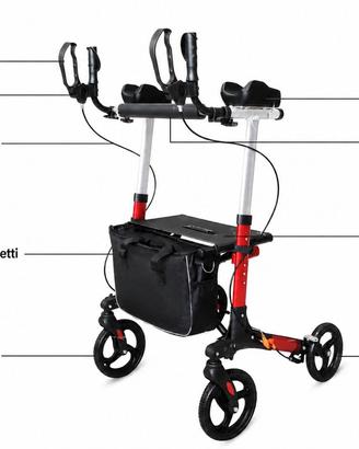 Deambulatore rollator con braccioli e seduta