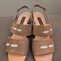 Sandali Susetta Beige Panna Cuoio Made in italy