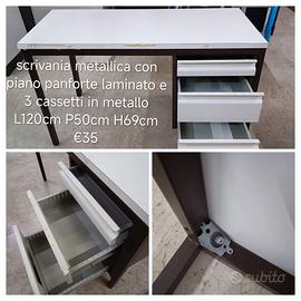 Scrivania metallo con cassetti
