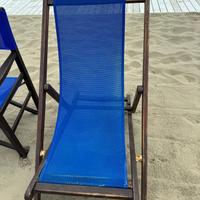 Sdraio mare in legno con tela in pvc blu