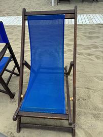 Sdraio mare in legno con tela in pvc blu