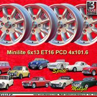 4 pz cerchi Austin Mini Minilite 6x13 ET16 4x101.6