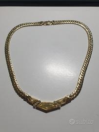 collana Oro 18kt 35gr diamanti e topazi