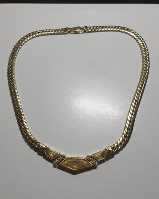collana Oro 18kt 35gr diamanti e topazi