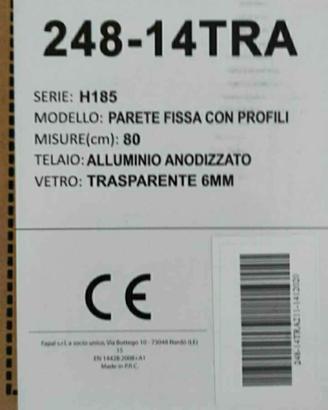 Parete fissa box doccia 80x185